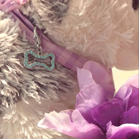 Blue Rhinestone Dog Bone Collar Charm - Picture 1 of 2